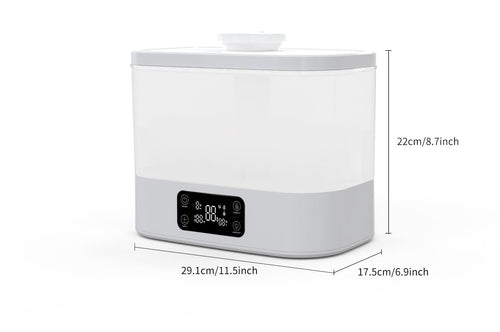 CloudMist humidifier dimensions: 29.1 by 17.5 by 22 centimeters